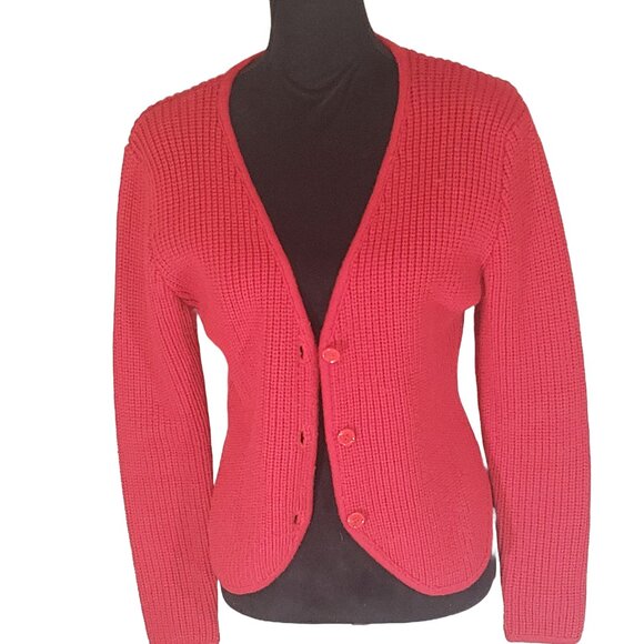 Haberdasher Red Button Up Knitted Cardigan Sweater Size Large - Picture 1 of 5